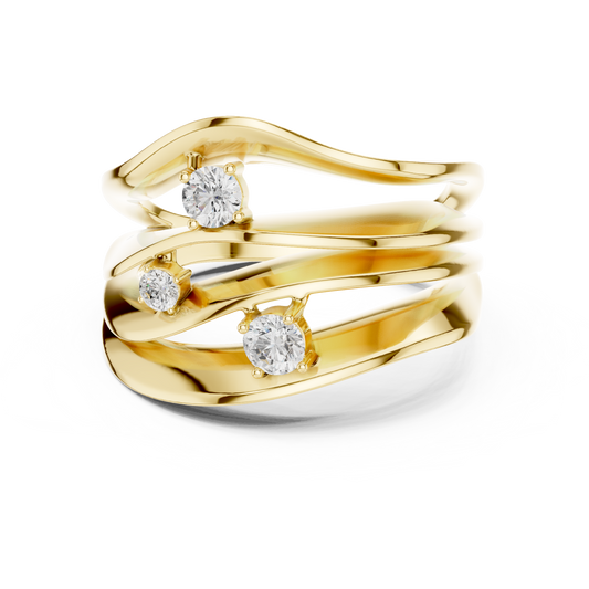 Fluid Ripple Multi-Row Three Stone Diamond