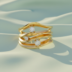 Fluid Ripple Multi-Row Three Stone Diamond