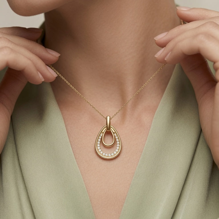 Diamond Starburst Oval Pendant