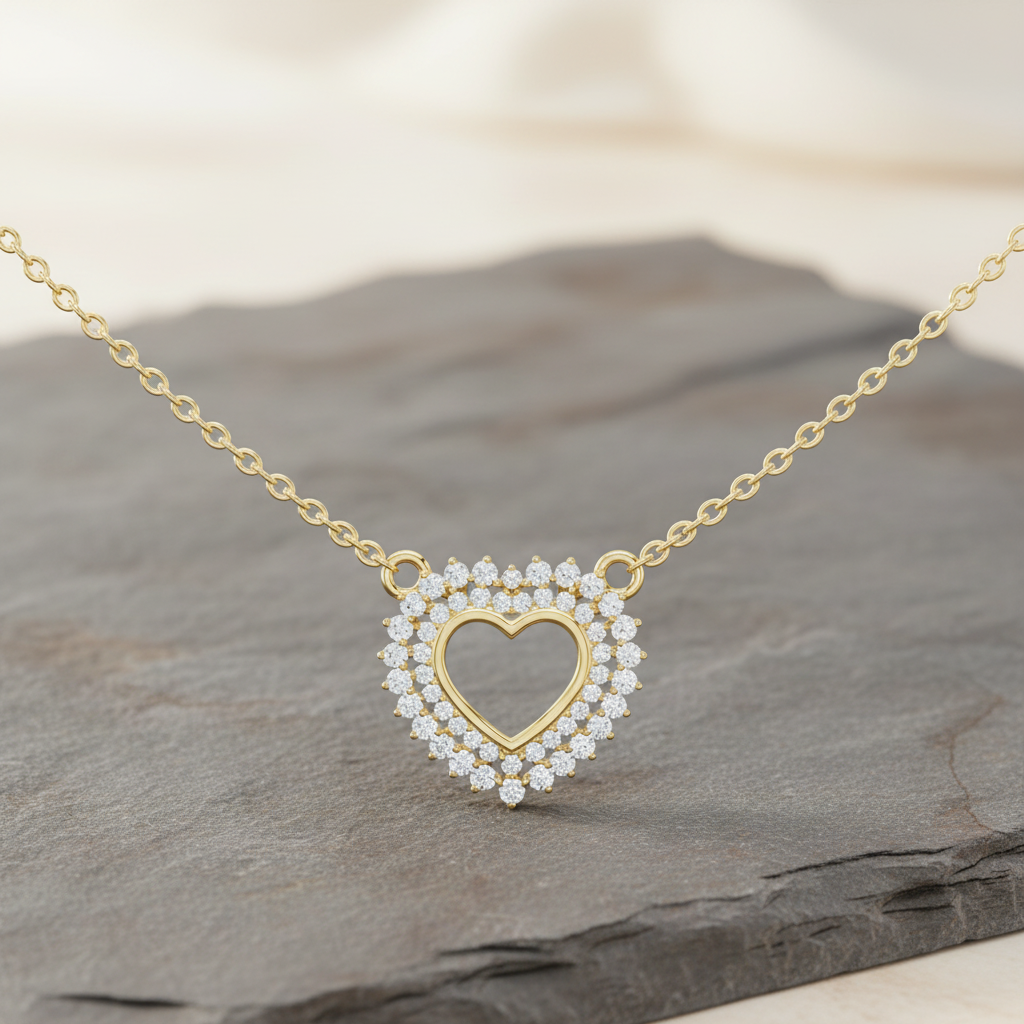 Sunburst Rays Heart Diamond Radiance