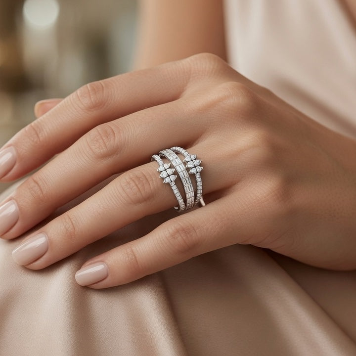 Scattered Encrusted Round & Baguette Diamond Interlock