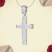 Load image into Gallery viewer, Triple Row Diamond Statement Cross Hip Hop Style