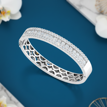 Load image into Gallery viewer, Classic Two-Row Round Cut Diamond Bangle