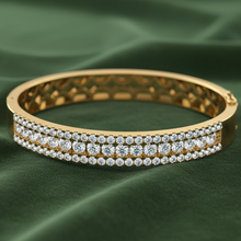 Load image into Gallery viewer, Classic Two-Row Round Cut Diamond Bangle