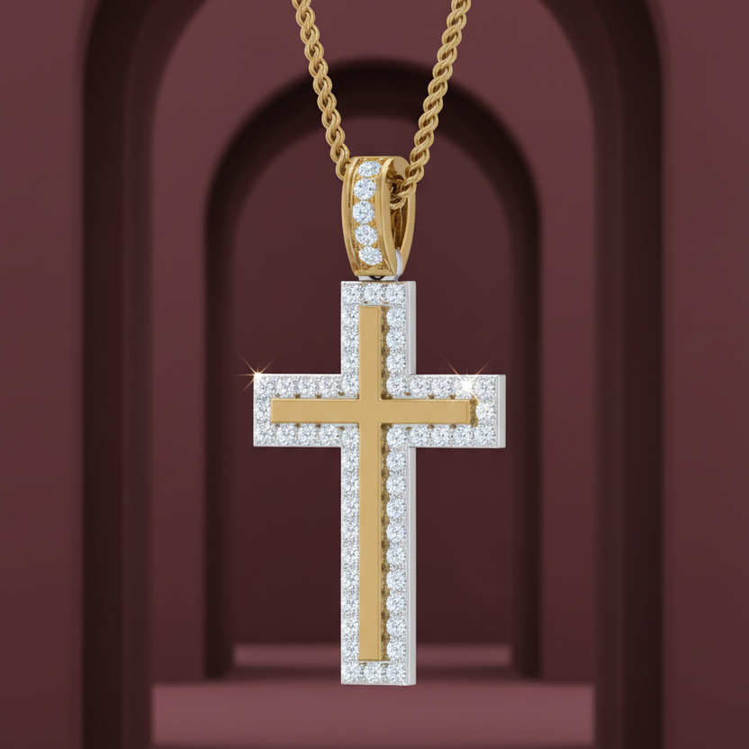 Two-Tone Diamond Border Cross