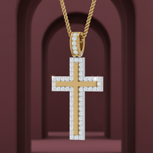 Load image into Gallery viewer, Two-Tone Diamond Border Cross
