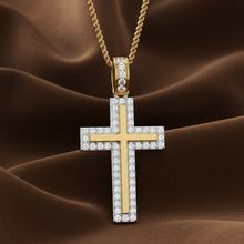 Load image into Gallery viewer, Two-Tone Diamond Border Cross
