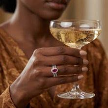 Load image into Gallery viewer, Oval Ruby Gemstone Diamond Opulent Halo Solitaire