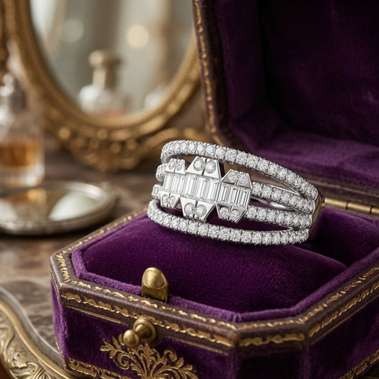 Sweeping Organic Baguette & Brilliant Diamond Curved Overlap