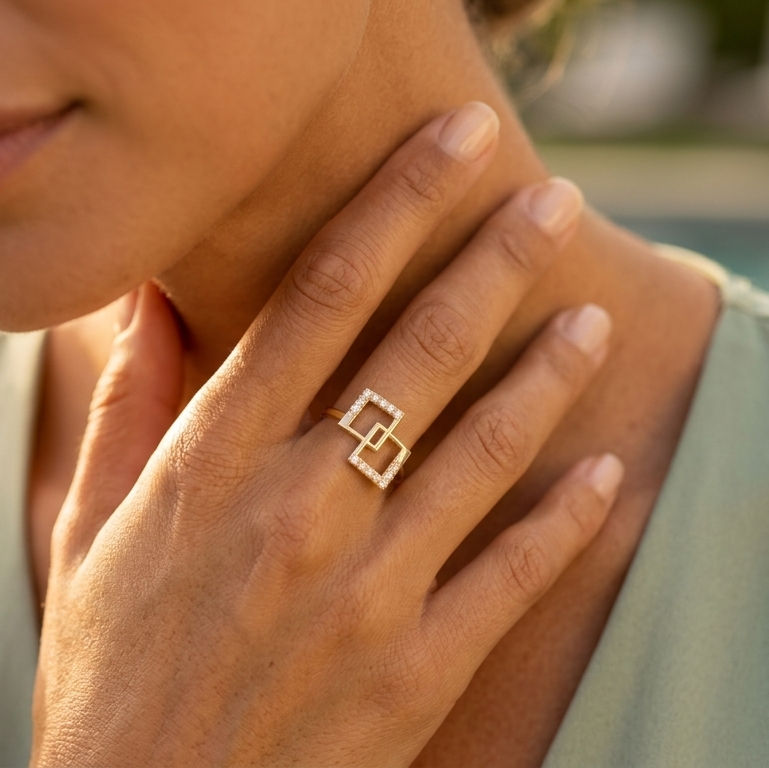 Twin Square Diamond Stacked Fancy