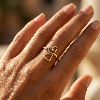 Twin Heart Side-by-Side Diamond Accent