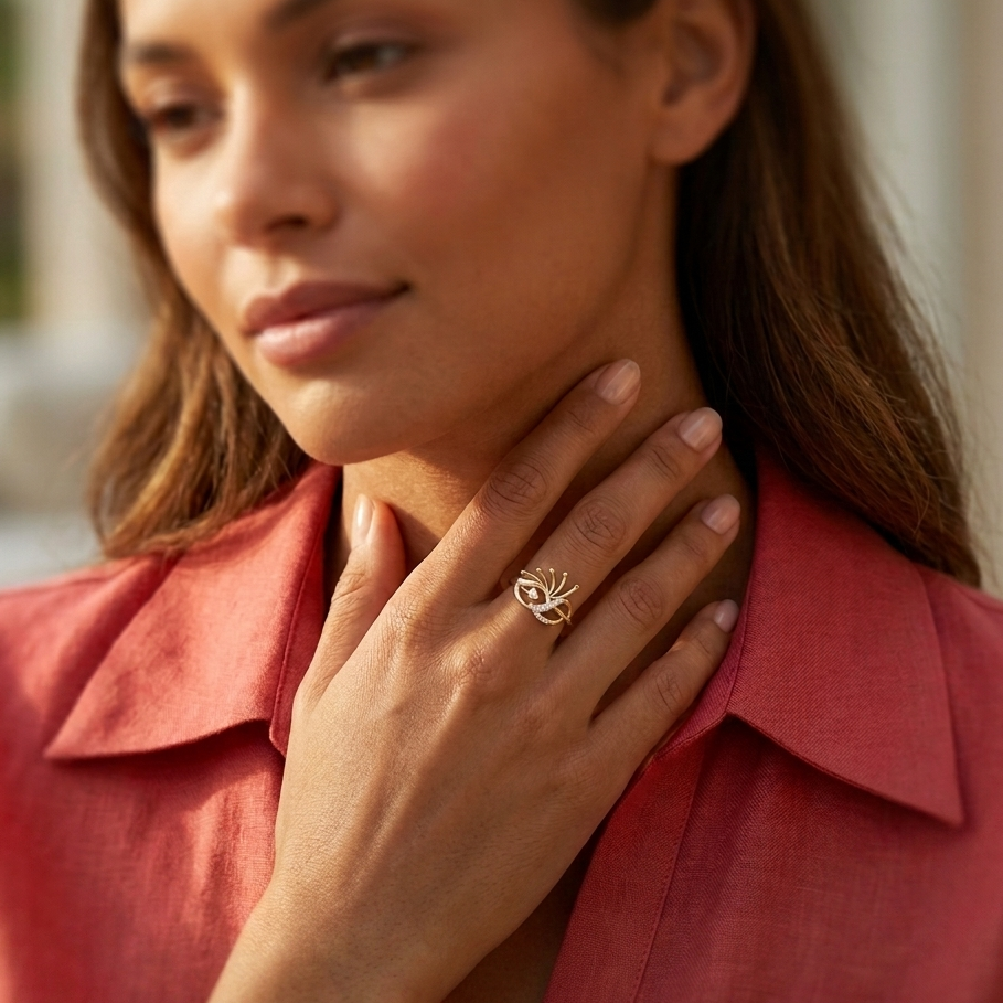 Swirling Ornate Petal Spiral Floral Diamond