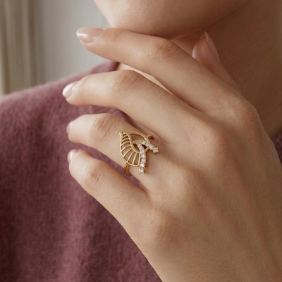 Sculpted Petal Diamond Accent