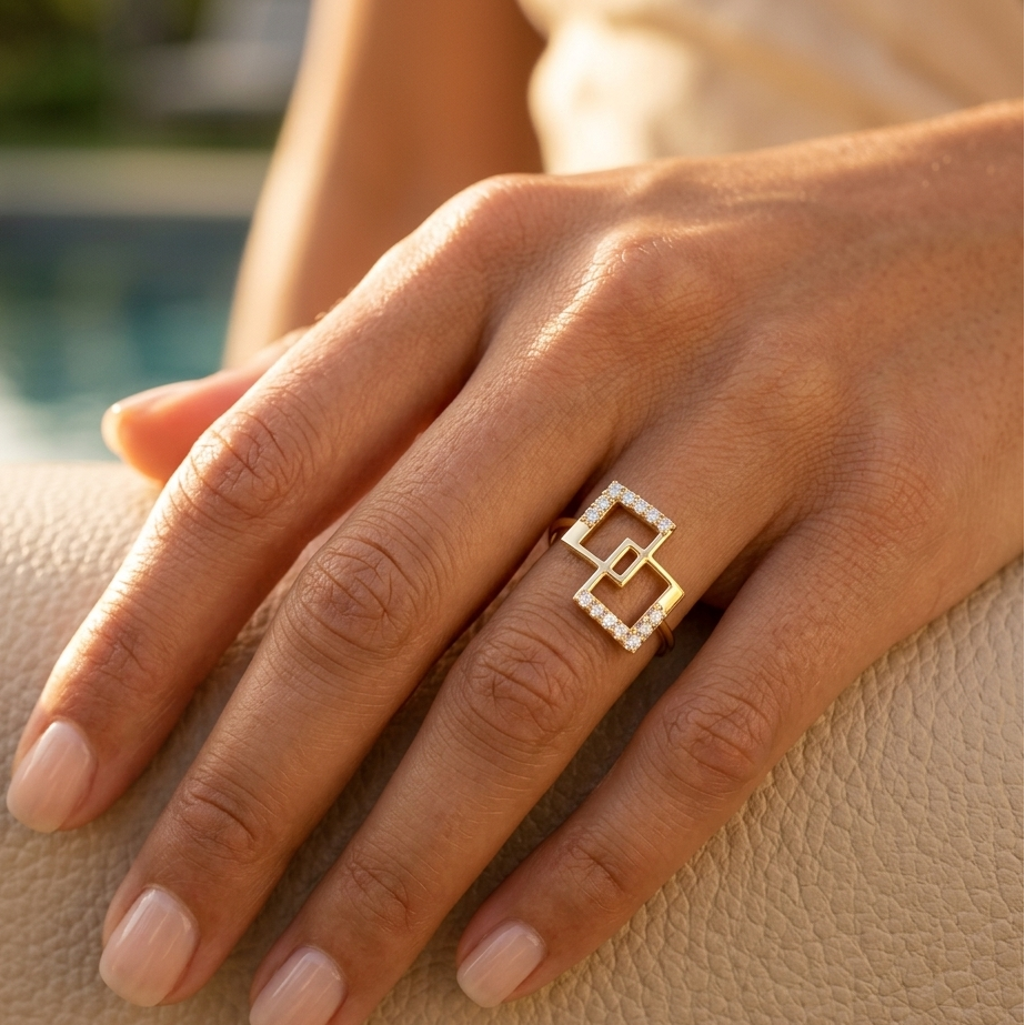 Twin Square Diamond Stacked Fancy