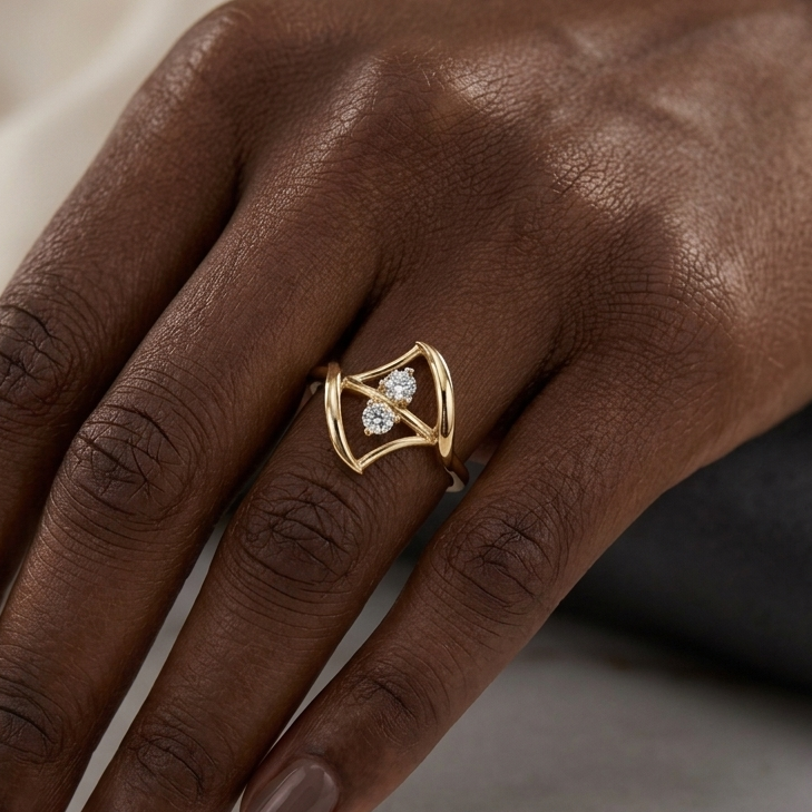 Three Angular Trio Diamond Accent