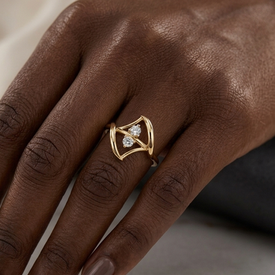 Three Angular Trio Diamond Accent