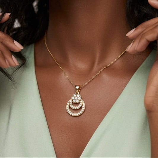 Elegant Cascading Diamond Oval Drop  Pendant