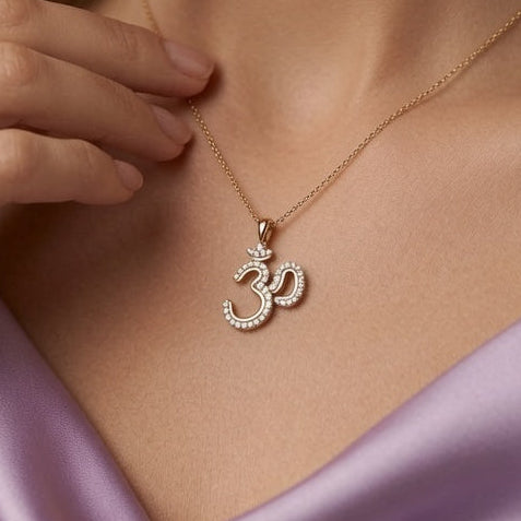 The Divine Om Gold And Diamond Pendant